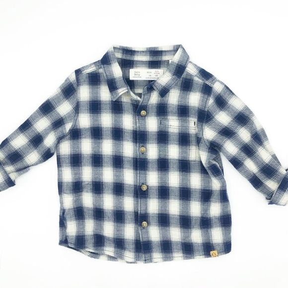 Zara Other - Zara Baby Blue Plaid Button Down Shirt 3-6 months